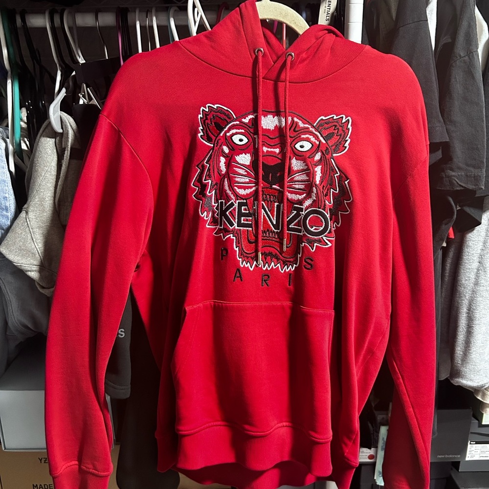 Kenzo Embroidered Tiger Head Red Hoodie - Picture 6 of 7